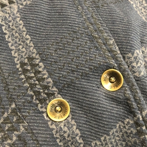 Hurley jacket  navy plaid double button waist ribbed hooded jacket coat - Picture 10 of 13